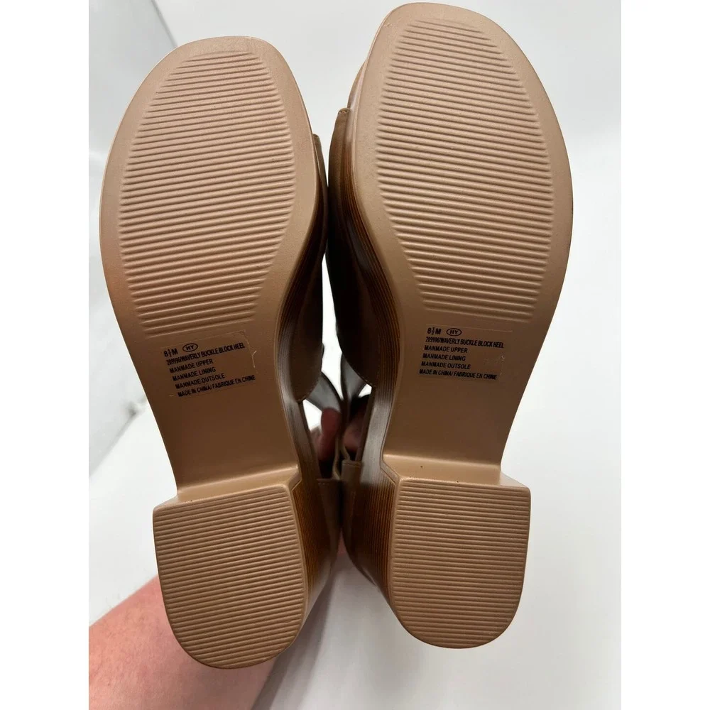 Maurices Waverly Brown Buckle Block Heel Platform Sandals 8.5 209996
